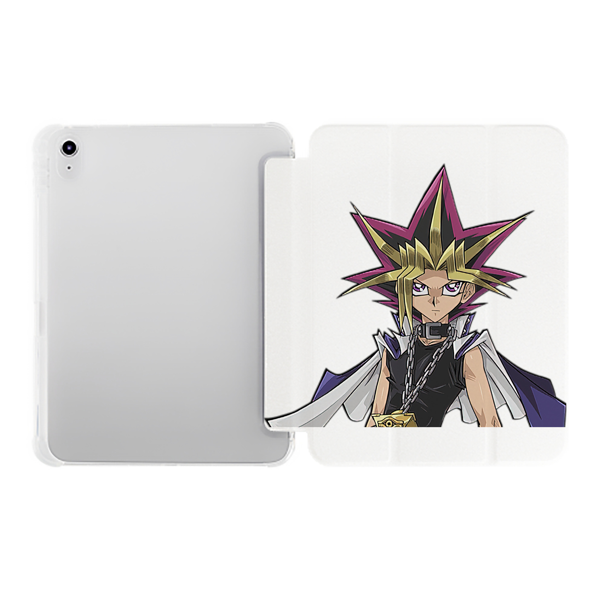 （画像用） 遊☆戯☆王 Yu-Gi-Oh! IPad ケース ペン収納付き 三つ折りスタンド PUレザー×シリコン 対応機種9.5/10.5/10.9インチ